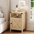 thumbnail image 1 of 4 EVER WINNER Minimalist Barn Door Side Table, Light Oak Storage End Table, Compact Accent Table for Balcony & Kids’ Room, 1 of 9