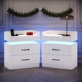 thumbnail image 1 of 4 Ever Winner Modern White Nightstand Set of 2 with Charging Station and LED Lights Modern Bedside Tables with Drawers End Tables for Bedroom Living Room, 1 of 5