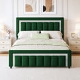 thumbnail image 1 of 4 EVER WINNER Queen Bed Frame with Headboard, Velvet Upholstered Platform Bed Frame Queen Size with Diamond Headboard & Footboard, Wooden Slats Support, No Box Spring Required, Easy Assembly, Green, 1 of 7