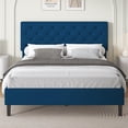 thumbnail image 1 of 4 EVER WINNER Queen Bed Frame, Queen Upholstered Platform Bed with Button Tufted Headboard, Blue, 1 of 7