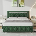 thumbnail image 1 of 4 EVER WINNER Queen Bed Frame, Upholstered Platform Bed Frame with Headboard and Footboard, Diamond Headboard and Footboard Design, Green, 1 of 7