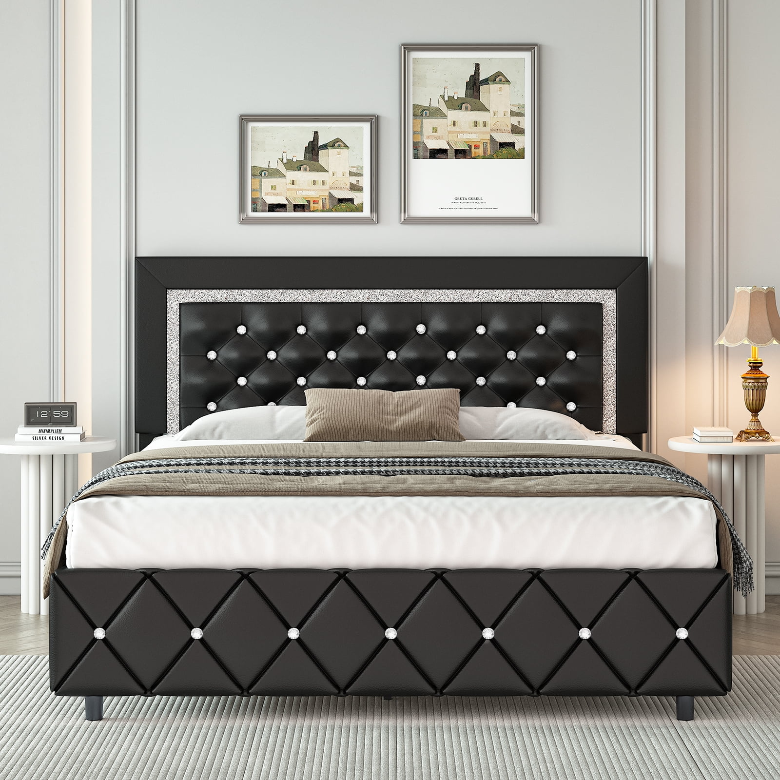 4 EVER WINNER Queen Bed Frame, Black Queen Size Bed Frame with Headboard and Footboard, Black 4 EVER WINNER Queen Bed Frame, Black Queen Size Bed Frame with Headboard and Footboard, Black