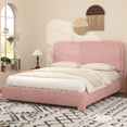 thumbnail image 1 of 4 EVER WINNER Queen Size Bed Frame, Boucle Upholstered Bed Frame with Headboard, No Box Spring Required, Easy Assembly, Pink, 1 of 8