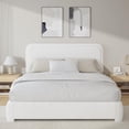 thumbnail image 1 of 4 Ever Winner Boucle Upholstered Queen Bed Frame with Curved Headboard, White, 1 of 7