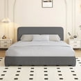 thumbnail image 1 of 4 EVER WINNER Queen Size Bed Frame, Modern White Bed Frame with Headboard, Boucle Fabric Upholstered Bed Frame, Soft Curved Headboard, Gray, 1 of 9