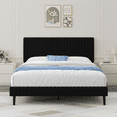 thumbnail image 1 of 4 EVER WINNER Queen Size Bed Frame, Queen Size Upholstered Platform Bed Frame with Vertical Channel Tufted Headboard, Black Queen Bed Frame, Black, 1 of 8