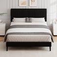thumbnail image 1 of 4 EVER WINNER Queen Size Upholstered Platform Bed Frame with Headboard, Black Queen Bed Frame, No Box Spring Needed, Black, 1 of 7