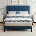 thumbnail image 1 of 4 EVER WINNER Queen Size Upholstered Platform Bed Frame with Headboard, Blue Queen Bed Frame, No Box Spring Needed, Blue, 1 of 7