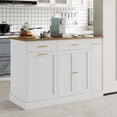 thumbnail image 1 of 4 EVER WINNER Rolling Kitchen Island with Trash Can Storage, Mobile Kitchen Island on Wheels, Kitchen Cart with Spice Rack, Towel Rack & Adjustable Shelves, Kitchen Storage Cart on Wheels, White, 1 of 8