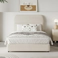 thumbnail image 1 of 4 EVER WINNER Twin Bed Frame with Headboard, Boucle Upholstered Platform Bed Frame wiith Rounded Corner, Soft Cloud Bed Frame, No Box Spring Needed, Cream, 1 of 8