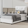 thumbnail image 1 of 4 EVER WINNER Twin Bed Frame, Twin Size Bed Frame with Headboard, Boucle Bed Frame with Removable Pillow Upholstery, No Box Spring Required, Easy Assembly, White, 1 of 6