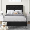 thumbnail image 1 of 4 Ever Winner Modern Upholstered Twin Platform Bed Frame with Button Tufted Headboard, Black, 1 of 5