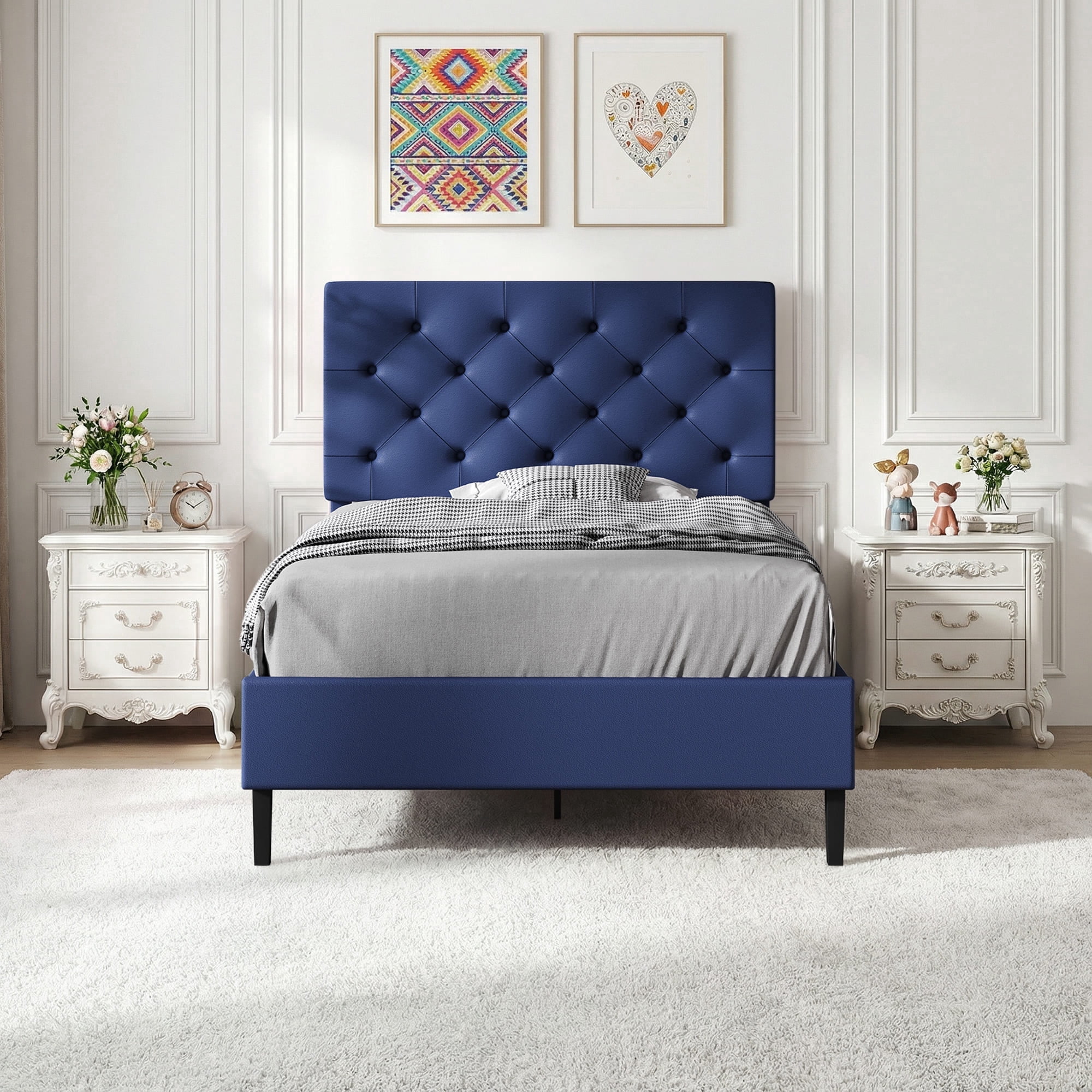 4 Ever Winner 44.13 in Upholstered and Adjustable Height Platform Bed, Twin