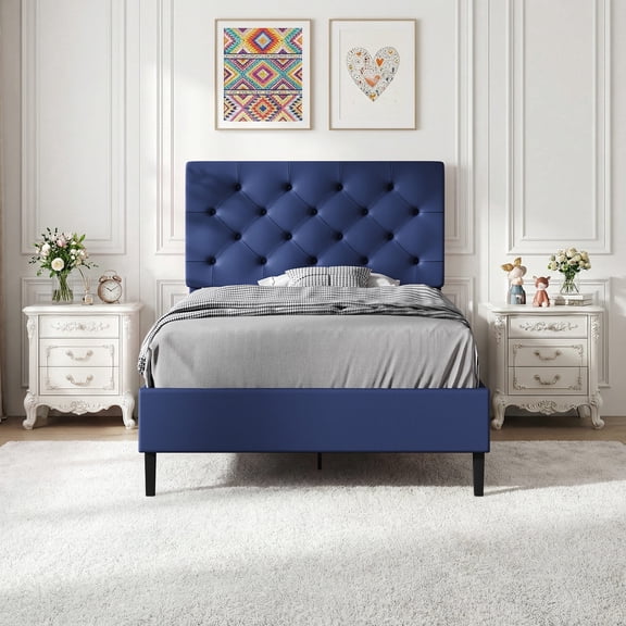 4 Ever Winner 44.13 in Upholstered and Adjustable Height Platform Bed, Twin