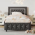 thumbnail image 1 of 4 EVER WINNER Twin Bed Frame, Upholstered Platform Bed Frame with Headboard and Footboard, Twin Size Bed Frame, Diamond Headboard and Footboard Design, Gray, 1 of 7