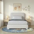 thumbnail image 1 of 4 EVER WINNER Twin Size Bed Frame, Boucle Upholstered Bed Frame with Headboard, No Box Spring Required, Easy Assembly, Cream, 1 of 8