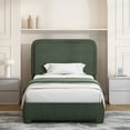 thumbnail image 1 of 4 EVER WINNER Twin Size Bed Frame, Boucle Upholstered Bed Frame with Headboard, No Box Spring Required, Easy Assembly, Green, 1 of 9