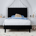 thumbnail image 1 of 4 EVER WINNER Twin Size Bed Frame, Twin Size Upholstered Platform Bed Frame with Vertical Channel Tufted Headboard, Black Twin Bed Frame, Black, 1 of 8