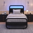 thumbnail image 1 of 4 Ever Winner Twin Size Rustic Industrial Metal Bed Frame with LED Headboard, Black, 1 of 7