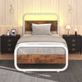 thumbnail image 1 of 4 EVER WINNER Twin Size LED Bed Frame, Metal Bed Frame Twin Size, White Metal Platform Bed Frame with LED Headboard, No Box Spring Needed, White, 1 of 8