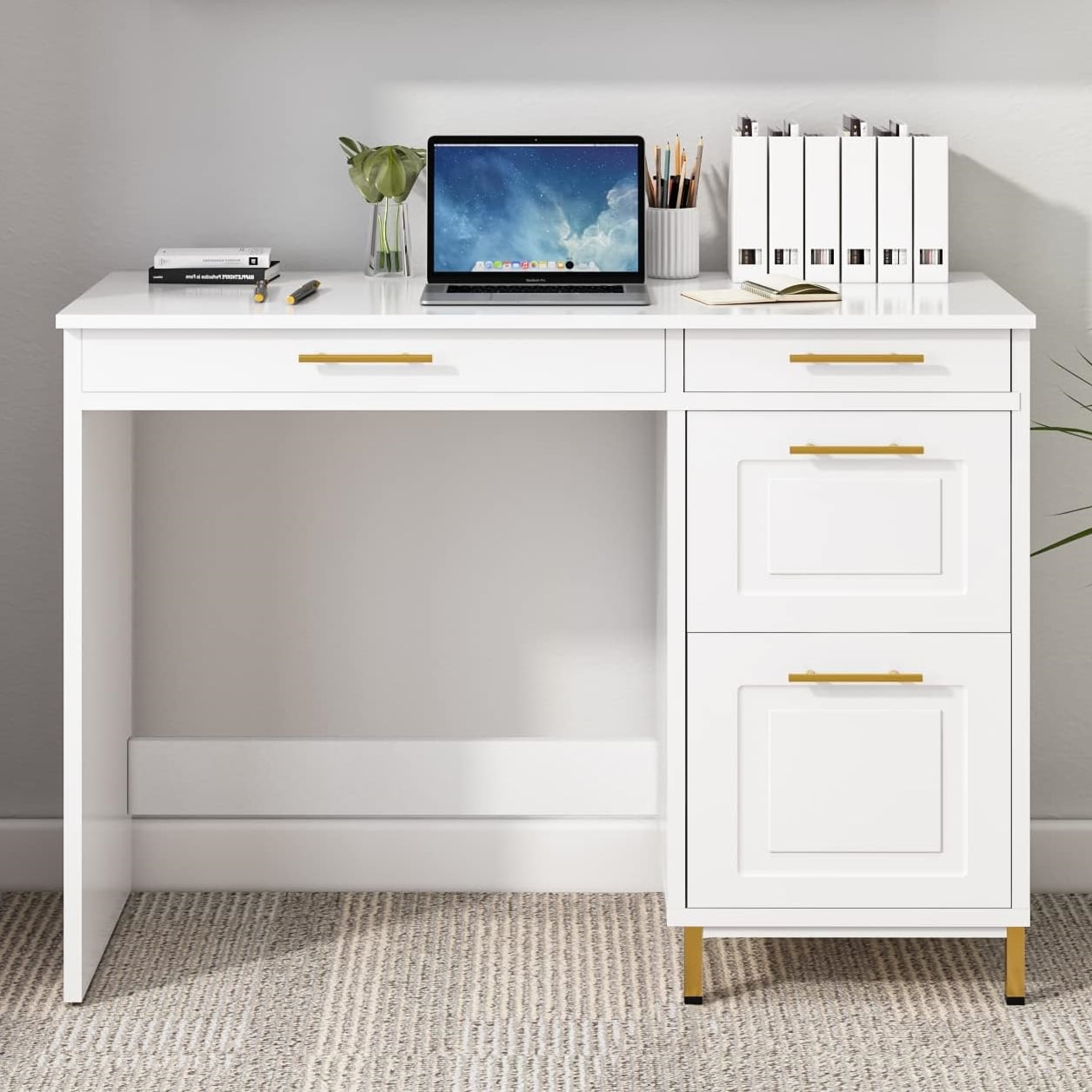 Ikea computer table with drawers cheap white 47 14x23 58 1020214235638