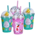 thumbnail image 1 of (4) Easter Dome Tumblers with Lid and Straw, 6.5 in. Easter-Themed Reusable Plastic Cups Spring Drinkware Bag Basket Fillers Party Gift Favors Decor Supplies, 1 of 7