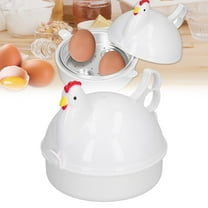 4 Eggs Boiler Steamer, Microwave Egg Cooker, Chicken Shape Microwave Egg Poacher, Rapid Egg Cooker for Hard, Soft & Poached Eggs, Mini Egg Maker, Easy Clean, Cooker, Boiler, Steamer White