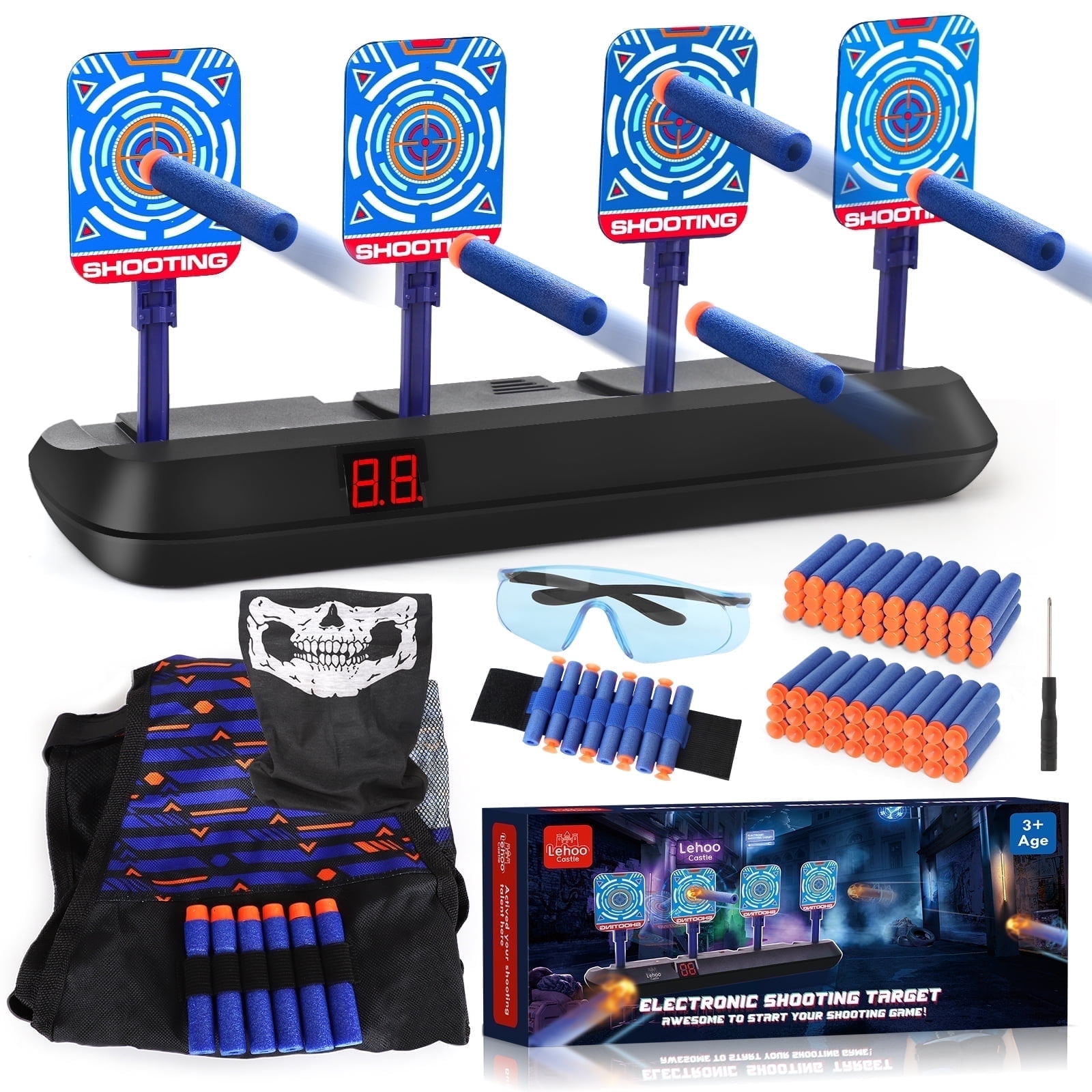 The Coupon deal of  4 Electronic Digital Target for 3-6 7-10 11-13 Year Old Kids, Nerf Targets for Kids to Shoot, Shooting Targets with Auto-Reset