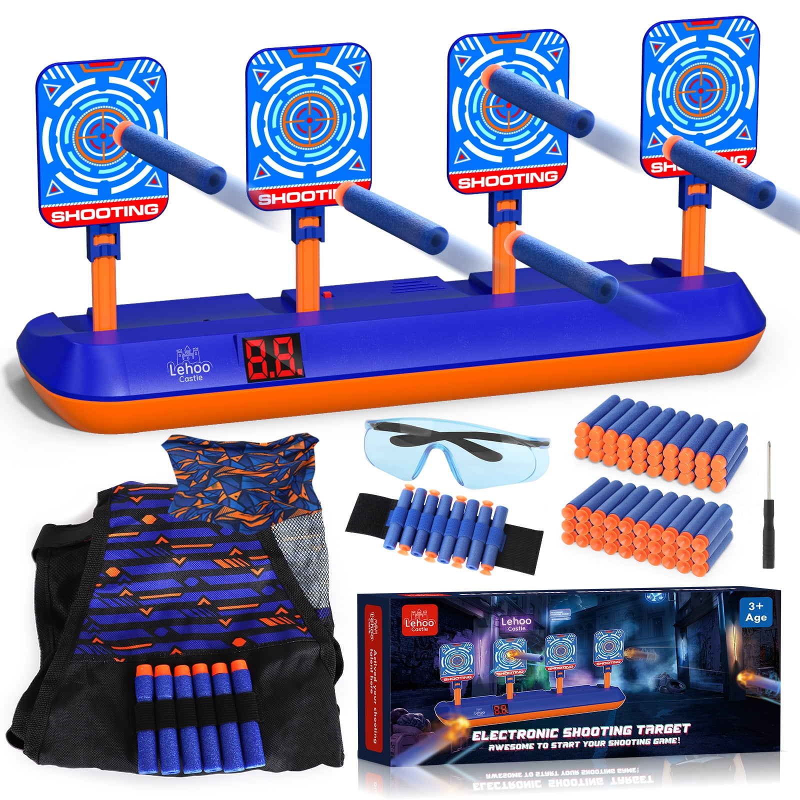 Walmart daily deals:  4 Electronic Digital Target, for Nerf Targets for Kids to Shoot, Shooting Targets with Auto-Reset - Blue