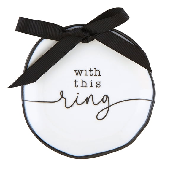 4" Elegant Porcelain Ring Bearer Dish with "With this Ring" Design