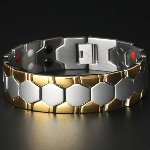 4 Elements Domineering And Fashionable Titanium Steel Bracelet Spherical Gift for Family And Friends,Silvery&golden