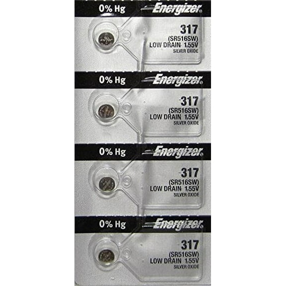 4 Energizer 317 Silver Oxide Watch 0%Hg Mercury Free Batteries SR516SW SR62