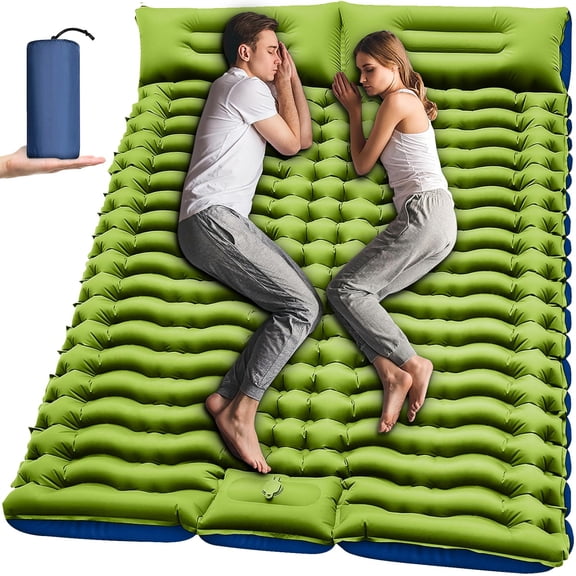 4" Extra-Thick for 2 Person with Pillow Built-in Foot Pump Inflatable Sleeping Mat for Backpacking, Hiking, Traveling, Tent, Portable Camping Mat