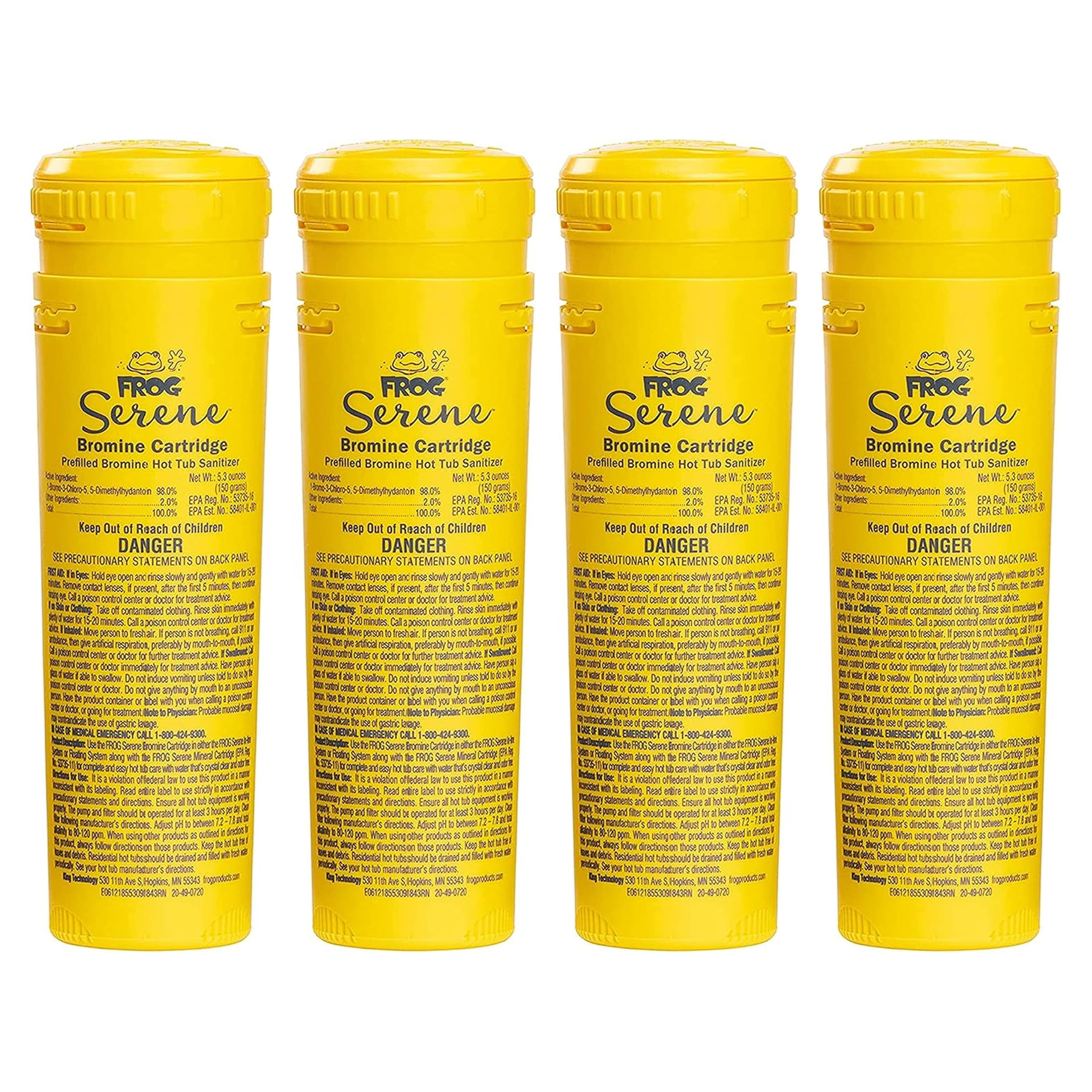 FROG Serene Replacement Bromine Cartridges for Use with Hot Tub FROG Serene Floating Sanitizing System - Prefilled for Quick & Easy Hot Tub Maintenance - 4 Pack