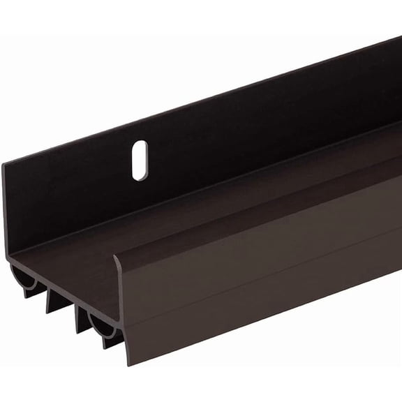 Randall Manufacturing 48 in PVC Slide On Door Bottom Weatherstrip with Drip Cap for 1 3 4 in Doors Brown Fits 3 8 in to 7 8 in Gaps 4 FT P-6-BR
