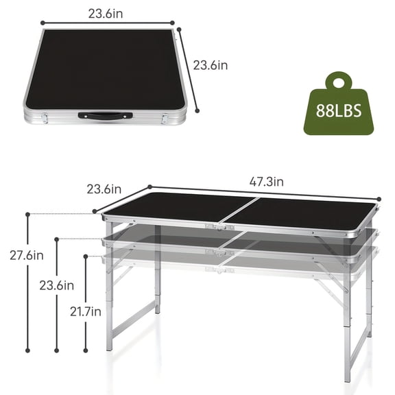 4 FT/6 FT Folding Table - Portable Rectangular Table With Handle & Secure Locks, Sturdy White Surface Banquet Table For Indoor & Outdoor Events