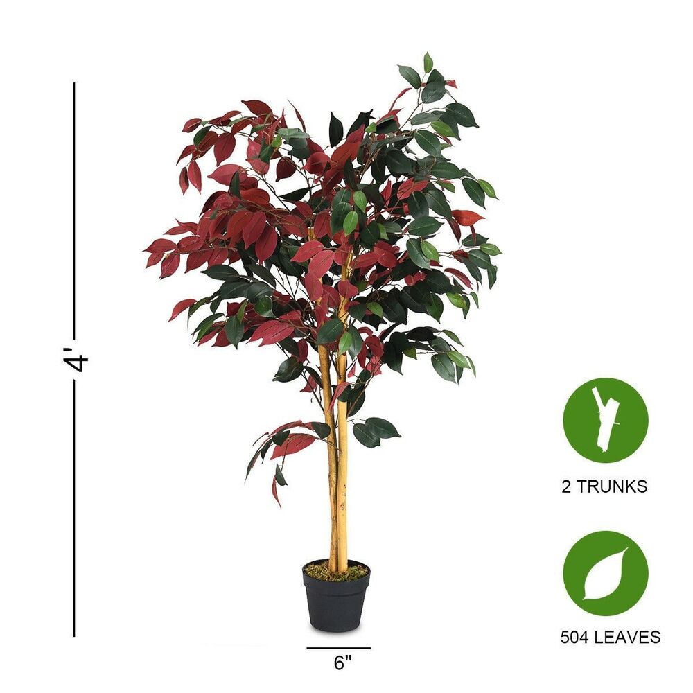 4 FT Artificial Ficus Tree Capensia Bush Indoor Outdoor Home Office