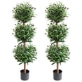 4 FT Artificial Olive Tree, 2 Pack 47" Faux Triple Ball Olive Topiary ...