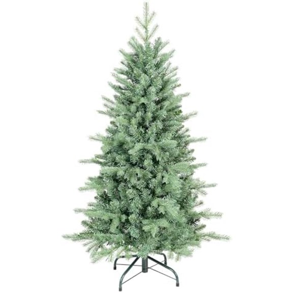 4 FT Artificial Skinny ,Unlit Blue Spruce Slim Pencil Xmas Tree with 566 PE&PVC Mixed Branch Tips,Hinged Pine Tree with Metal Stand for Home Office Dcor$$Home Decor, Kitchen, & Other