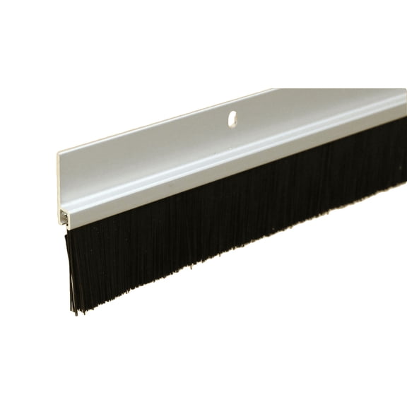 Randall Manufacturing 4 ft Clear Anodized Aluminum Brush Door Sweep Black 2 in Brush Screw Mount