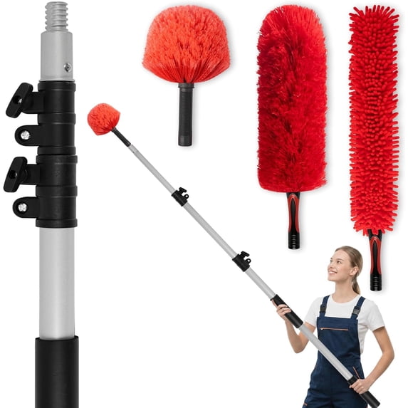 4 FT Duster with Extension Pole, 8 FT High Ceiling Fan Cleaner Duster ...