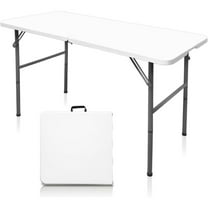 Folding Table,4ft Indoor Outdoor Heavy Duty Portable Folding Square Plastic Dining Table w/Handle, Lock for Picnic, Party, Camping (4 FT) …