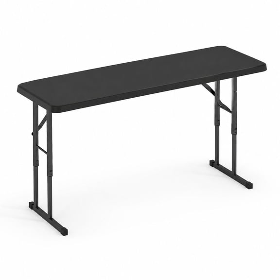 4 FT Narrow Folding Table, HDPE Material, 350 lb Capacity, Black, for Buffet, Party, Home Use
