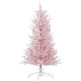 thumbnail image 1 of 4 FT Pink Prelit Flocked Christmas Tree, 472 PE&PVC Tips Artificial Xmas Tree, 8 Lighting Modes 150 LED Pink Tree Flame Retardant, Hinged Design, Foot Pedal Switch for Home Office Decoration, 1 of 7