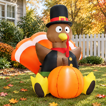 Novtech 6-Ft Thanksgiving Inflatables Turkey with 3D Color-Changing ...
