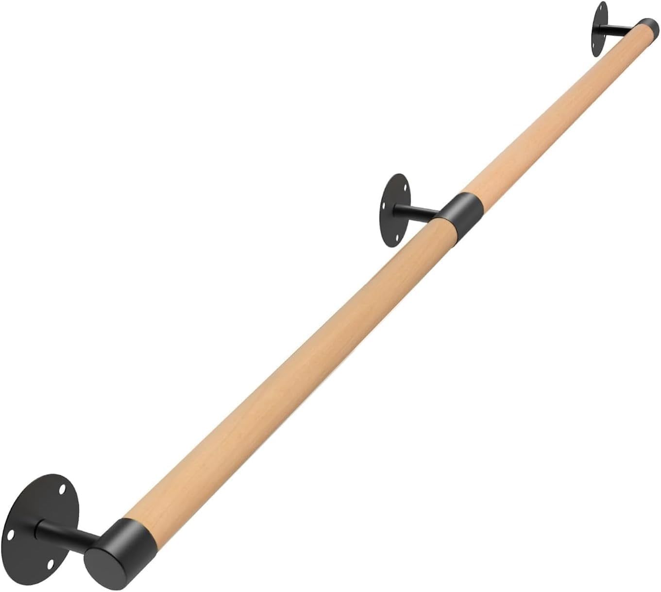 Interior Railing Mounts 4 FT Wall Mount Wood Handrails for Indoor Stairs- Metal Support Wooden ...