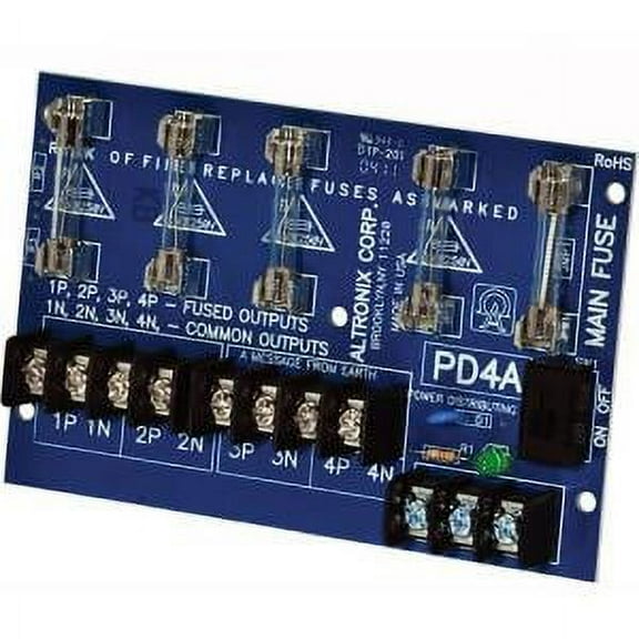 4 FUSE OUT PWR DIST MODULE 24-28AC 14A OR 12-24DC 10A OPER