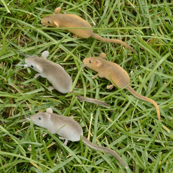 4 Fake Mouse Model Funny Decor for Home, Desktop, Garden, Photo Prop
