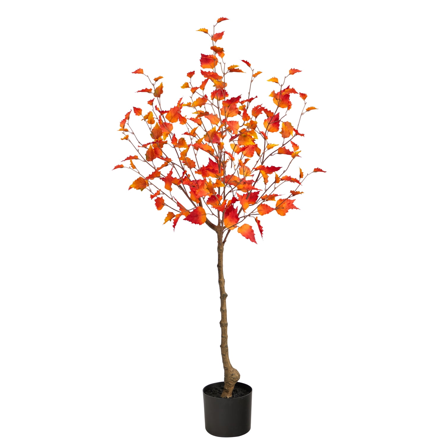 4-Foot Fall Birch Artificial Tree with Orange Leaves