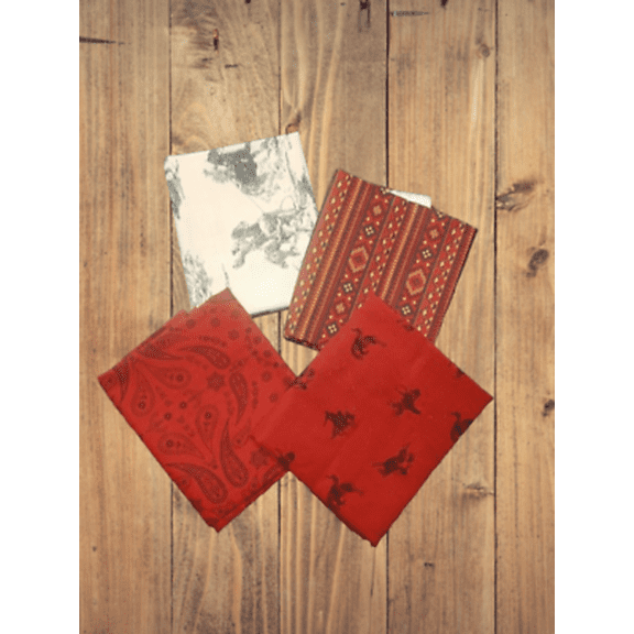4 Fat Quarters - Assorted Back of the Chutes Western Red Fat Quarter Bundle (Single Bundle)